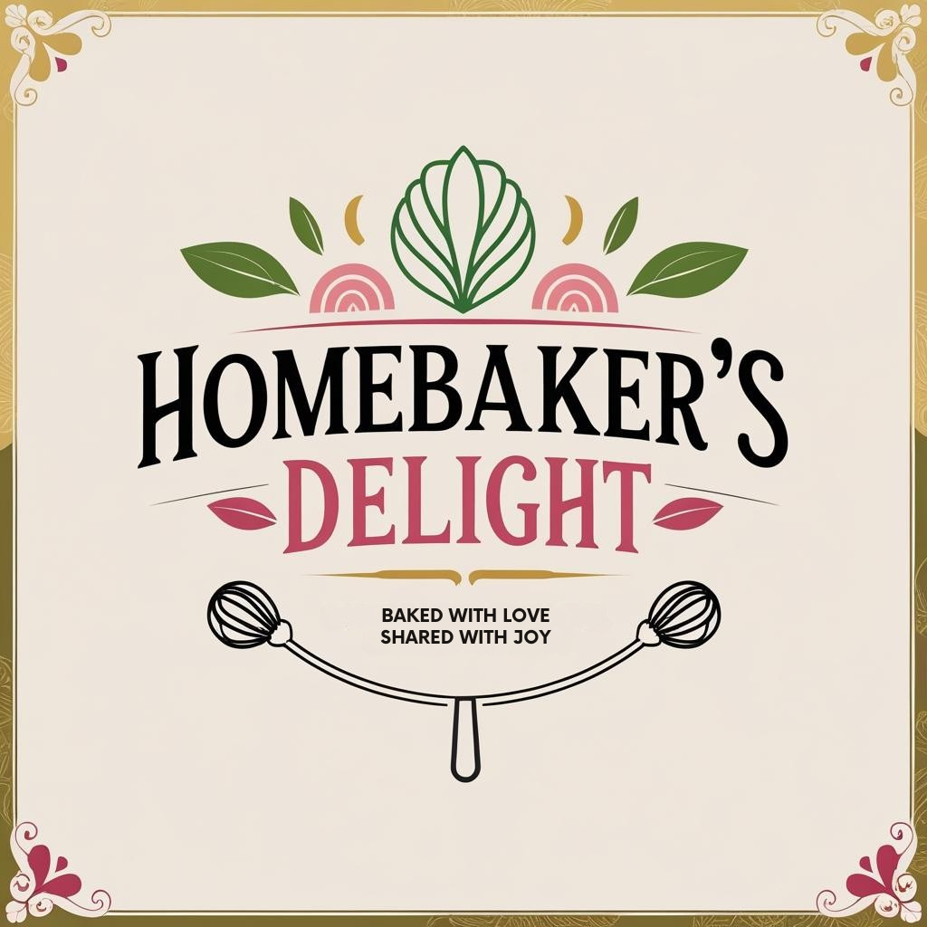 Homebaker’s Delight logo featuring floral accents and crossed baking spoons