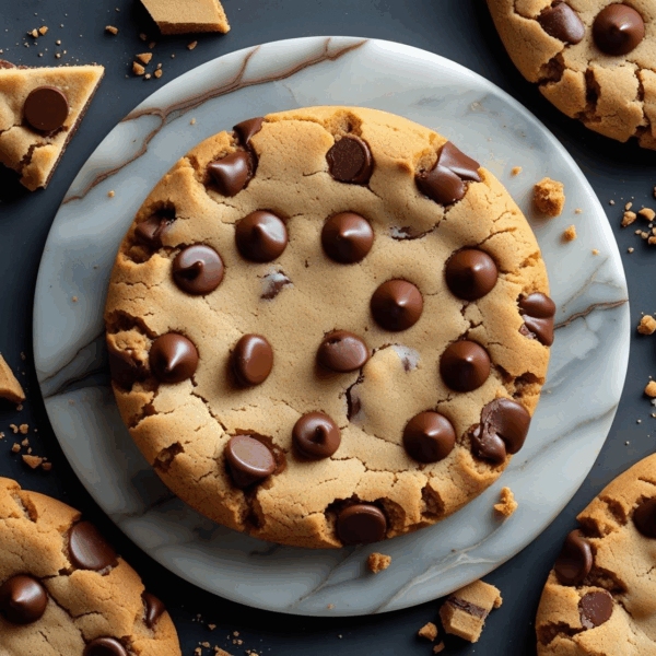 Classic cookie with thick chocolate chips and golden edges
